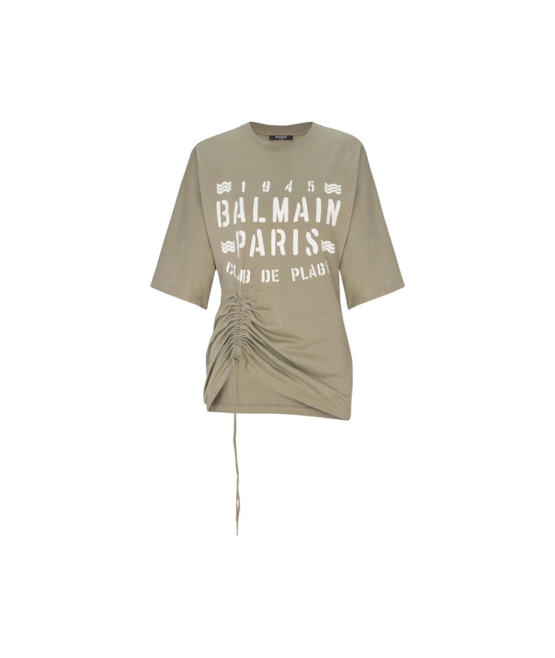 BALMAIN Зеленая хлопковая футболка, фото 1