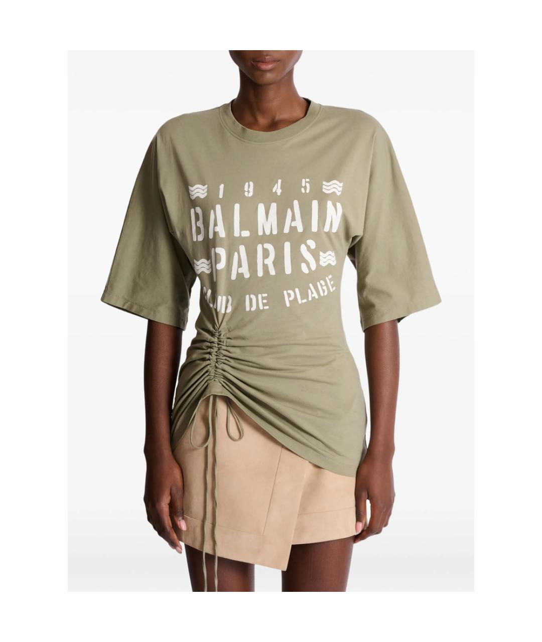 BALMAIN Зеленая хлопковая футболка, фото 5