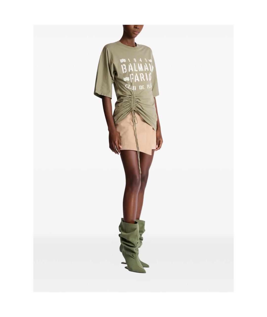 BALMAIN Зеленая хлопковая футболка, фото 6