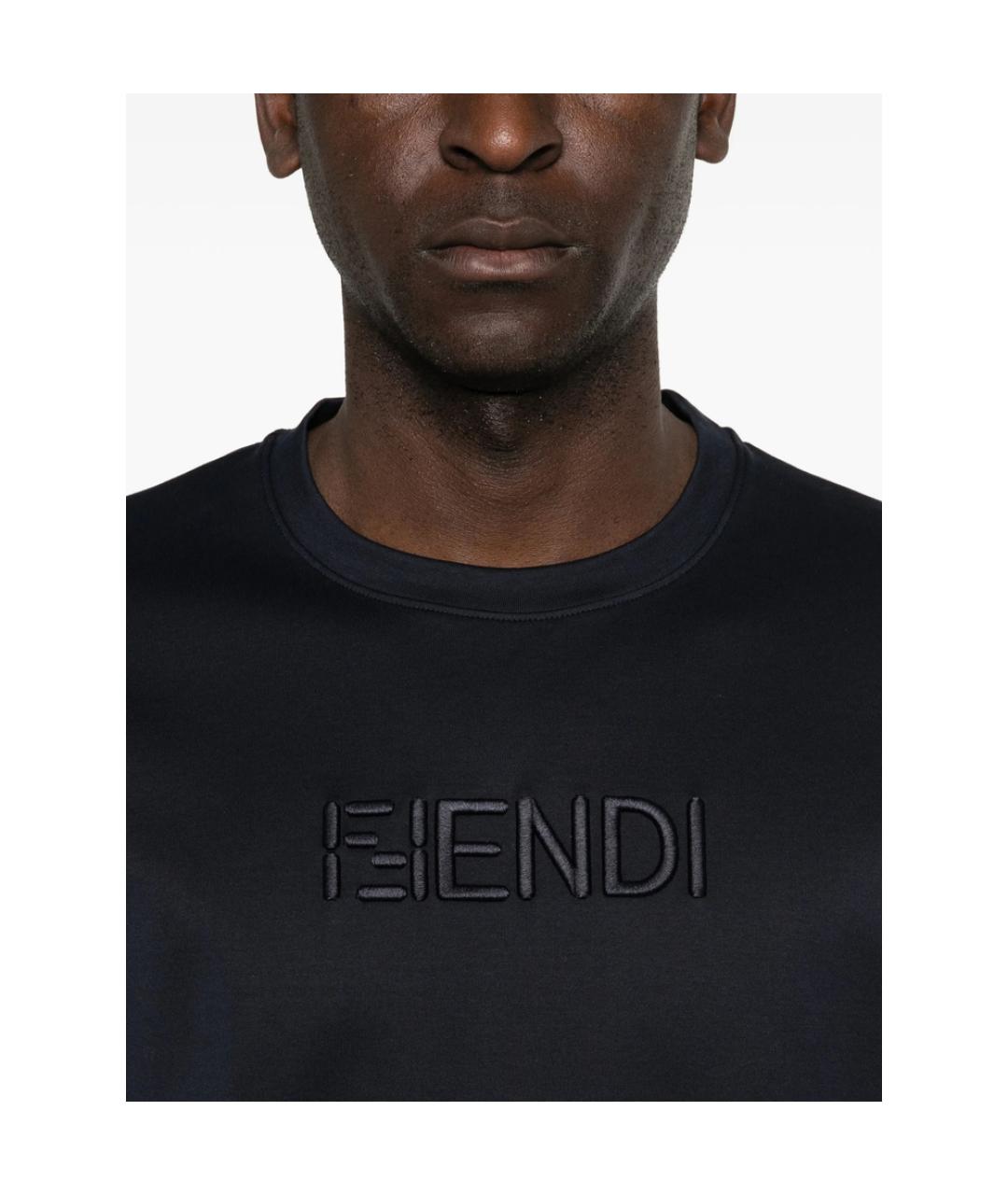 FENDI Синяя хлопковая футболка, фото 2
