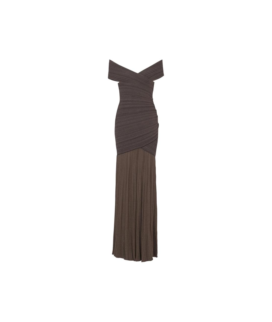 BALMAIN Коричневое вискозное вечернее платье, фото 1