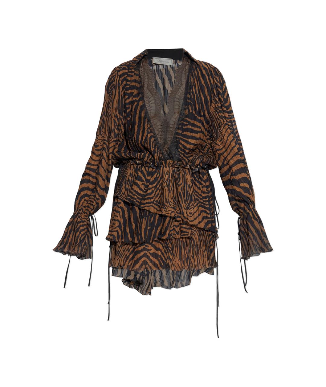 BLUMARINE Коричневое вискозное коктейльное платье, фото 1