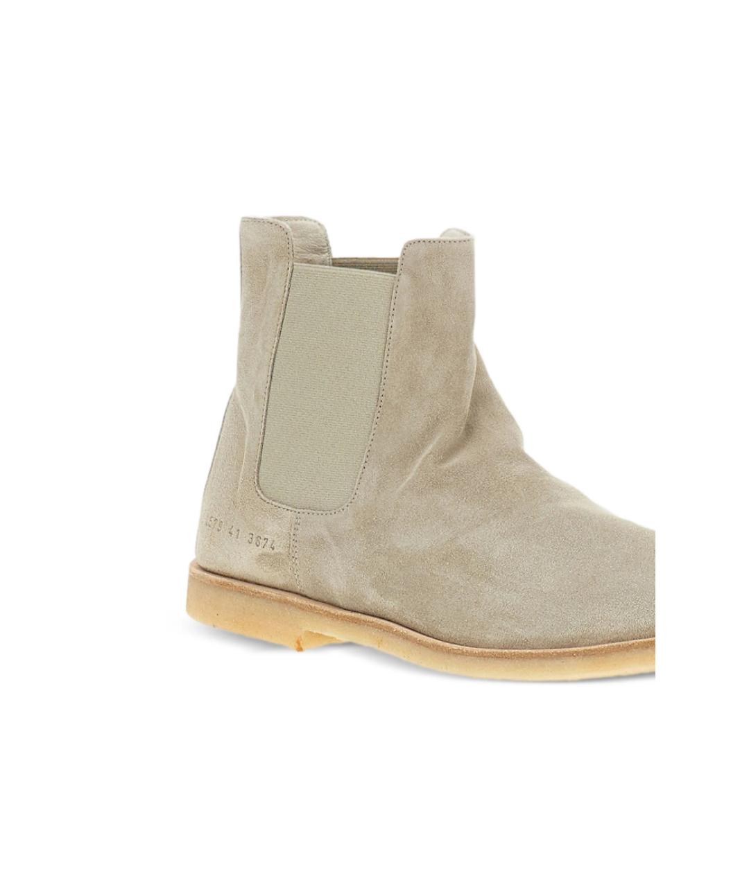 COMMON PROJECTS Бежевые замшевые высокие ботинки, фото 4