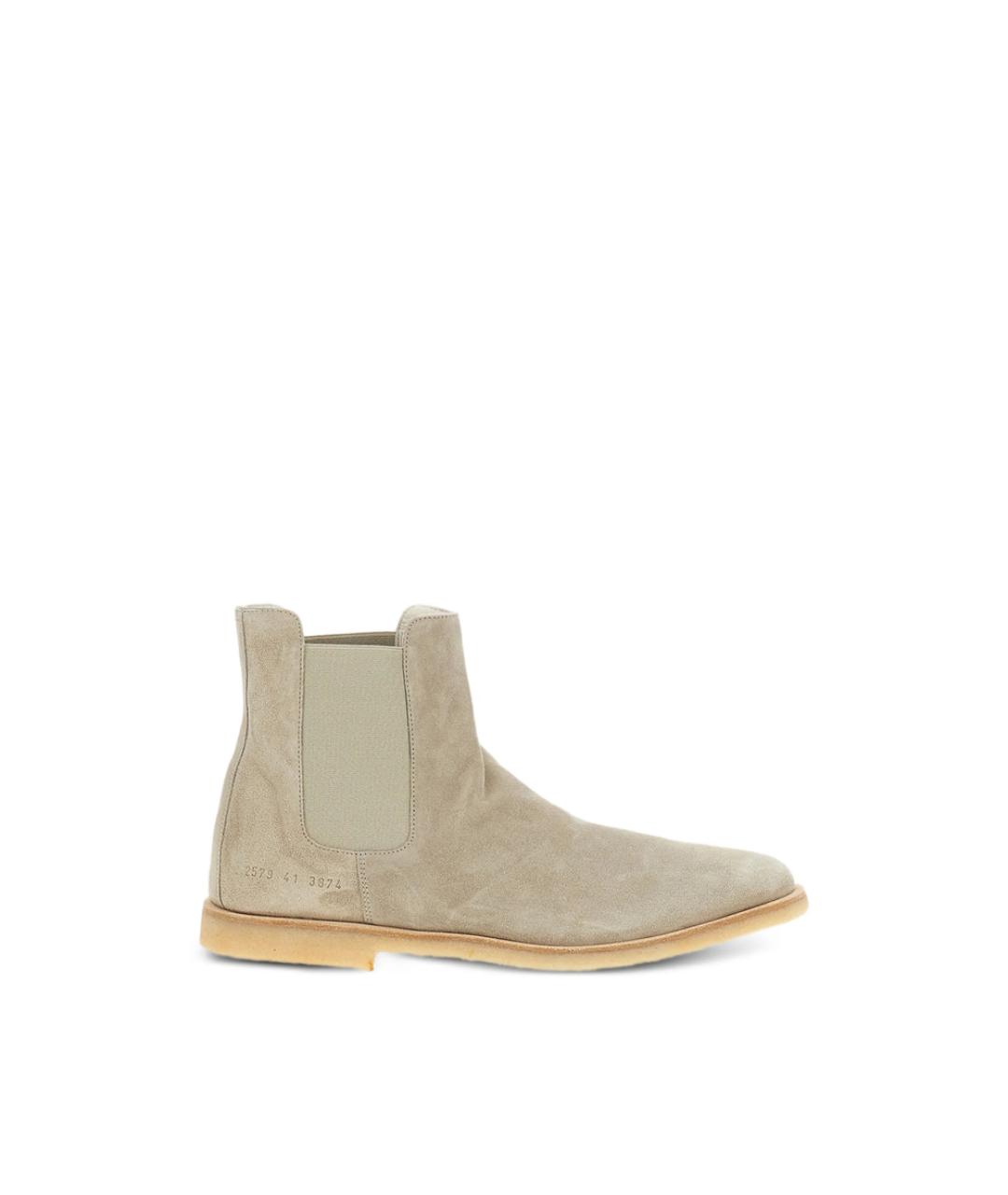 COMMON PROJECTS Бежевые замшевые высокие ботинки, фото 1