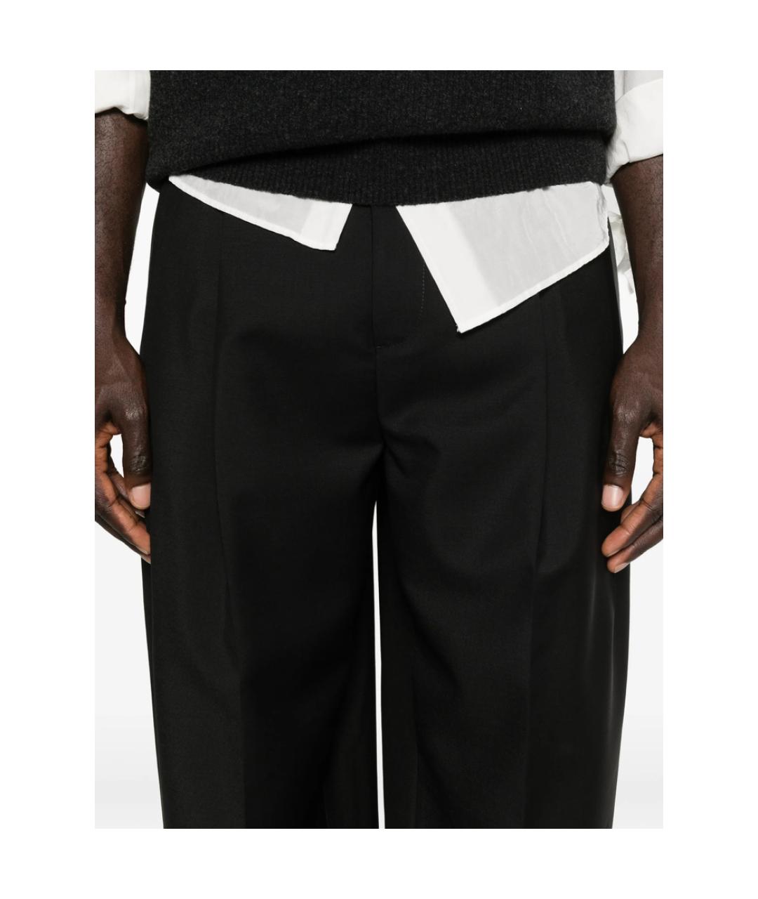 JIL SANDER Черные шерстяные повседневные брюки, фото 4