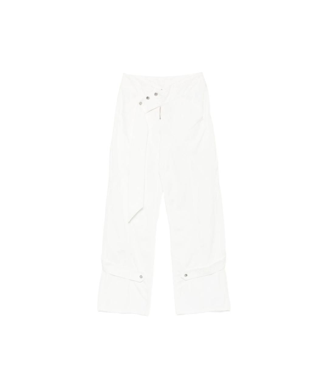 BLUMARINE Белые хлопковые прямые брюки, фото 1