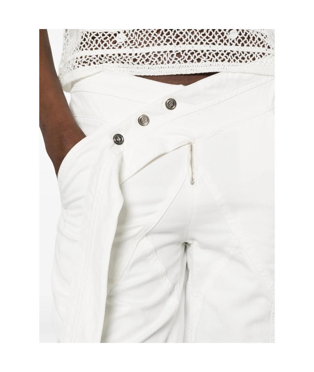 BLUMARINE Белые хлопковые прямые брюки, фото 2