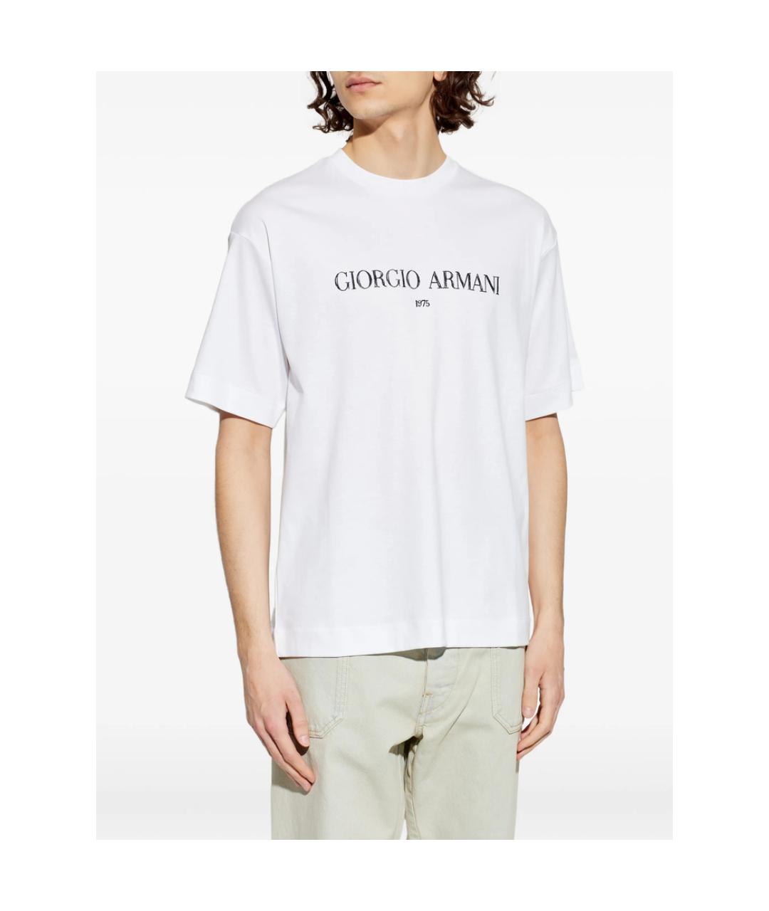 GIORGIO ARMANI Белая хлопковая футболка, фото 4