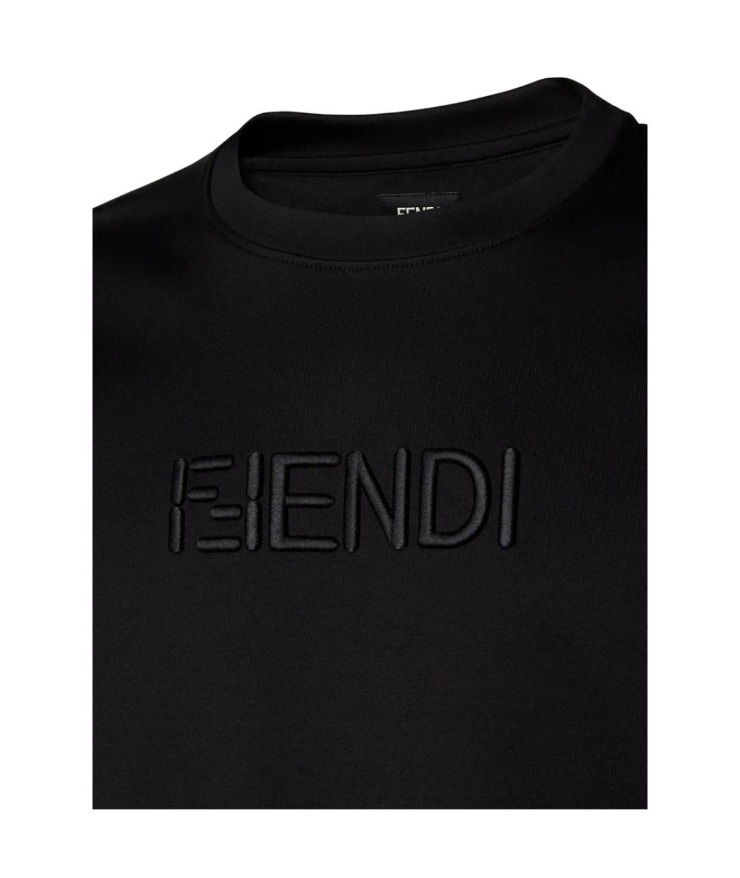 FENDI Черная хлопковая футболка, фото 2