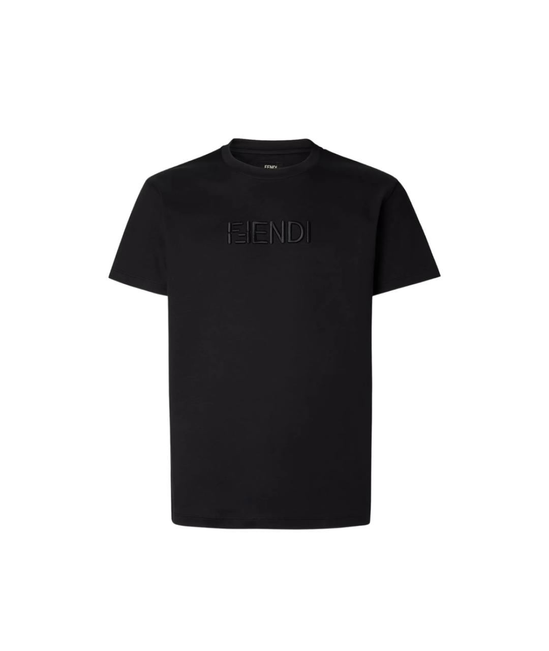 FENDI Черная хлопковая футболка, фото 4