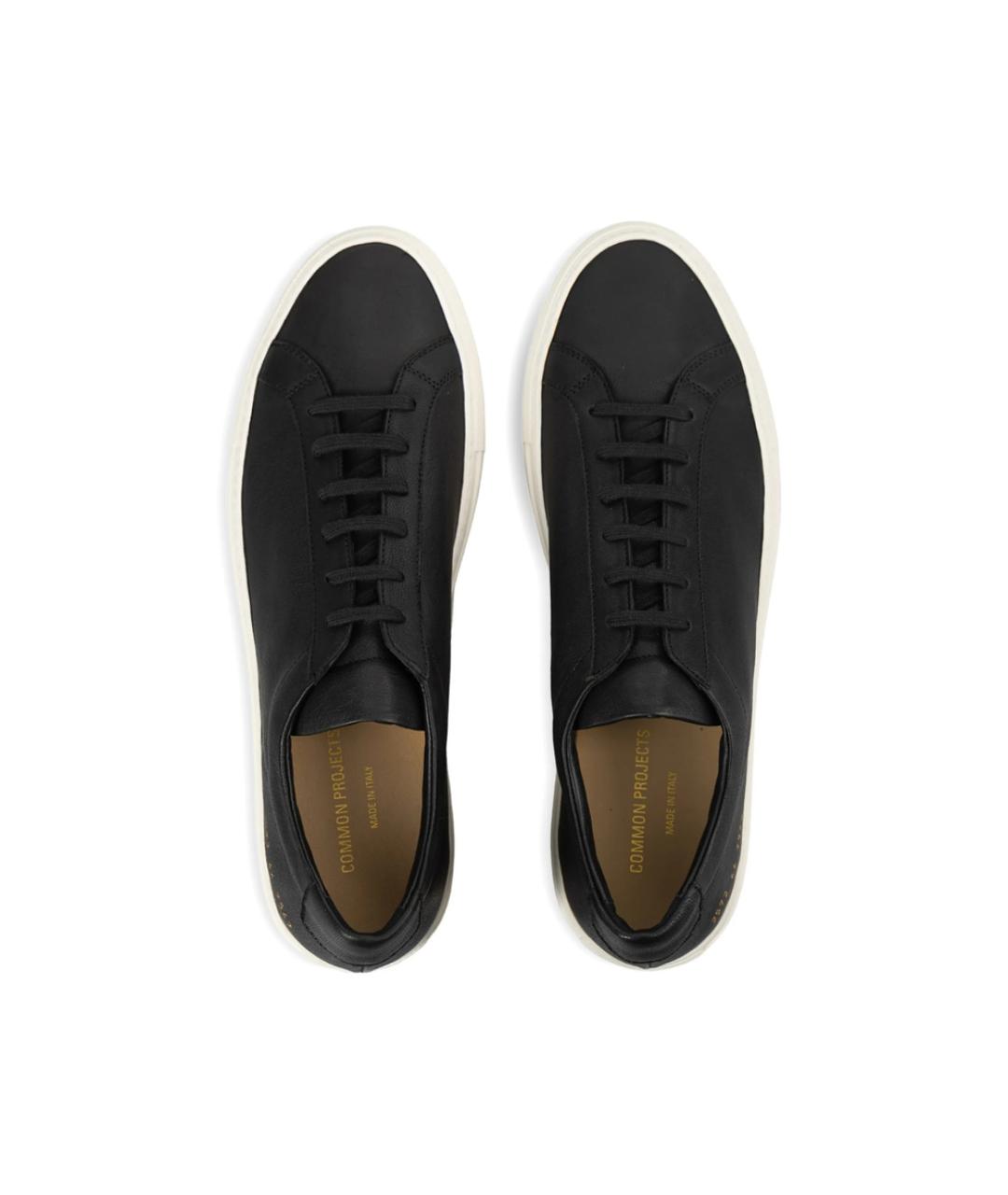 COMMON PROJECTS Черные кожаные низкие кроссовки / кеды, фото 2