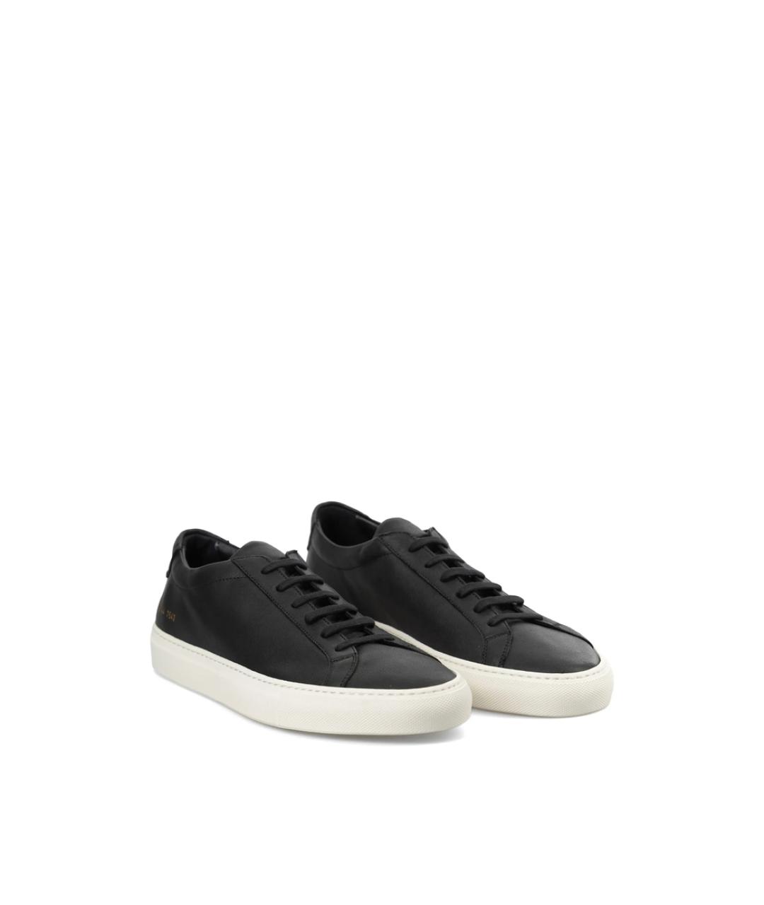 COMMON PROJECTS Черные кожаные низкие кроссовки / кеды, фото 3