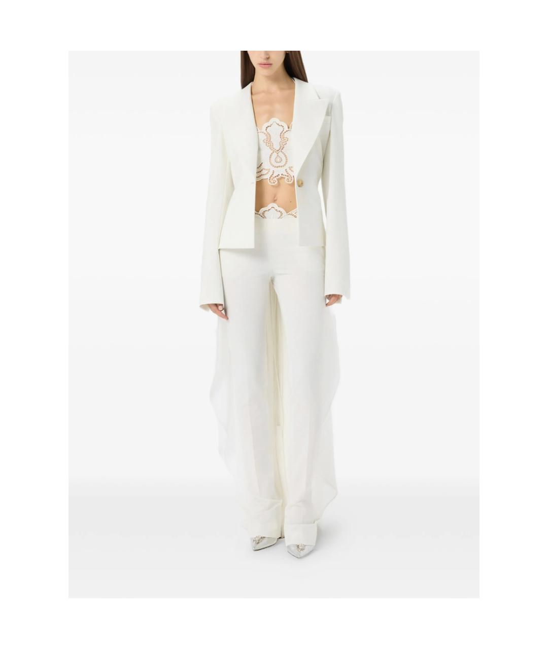 BLUMARINE Белые полиэстеровые прямые брюки, фото 4