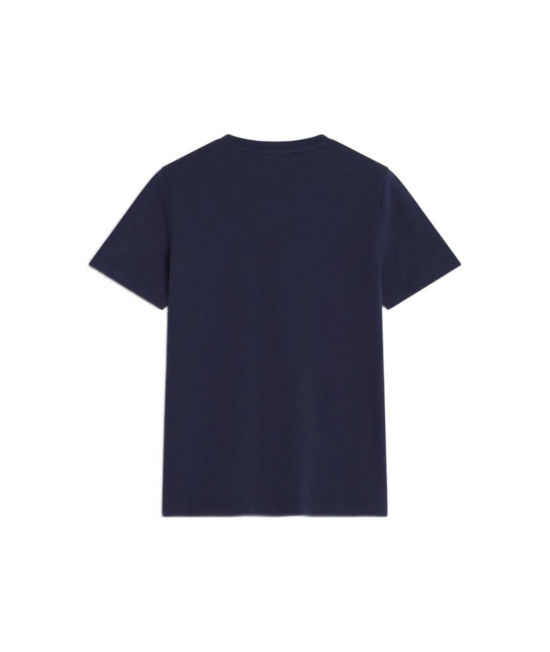 MAISON KITSUNE Темно-синяя хлопковая футболка, фото 2