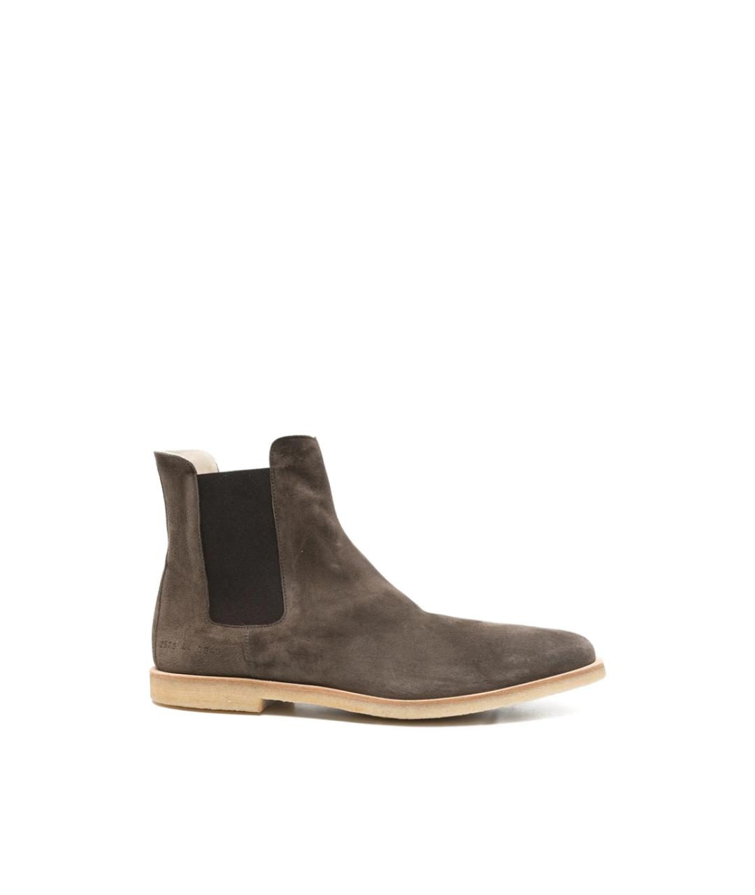 COMMON PROJECTS Коричневые нубуковые высокие ботинки, фото 1