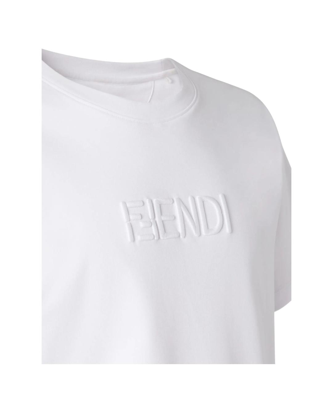 FENDI Белая хлопковая футболка, фото 2