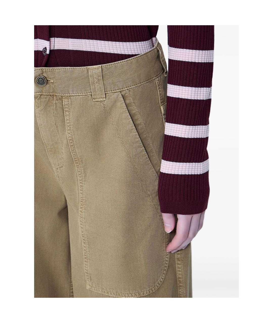 MONCLER Бежевые хлопковые прямые брюки, фото 3