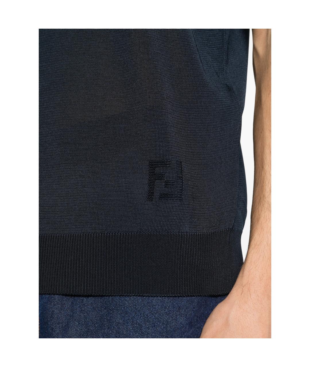 FENDI Синяя вискозная футболка, фото 5