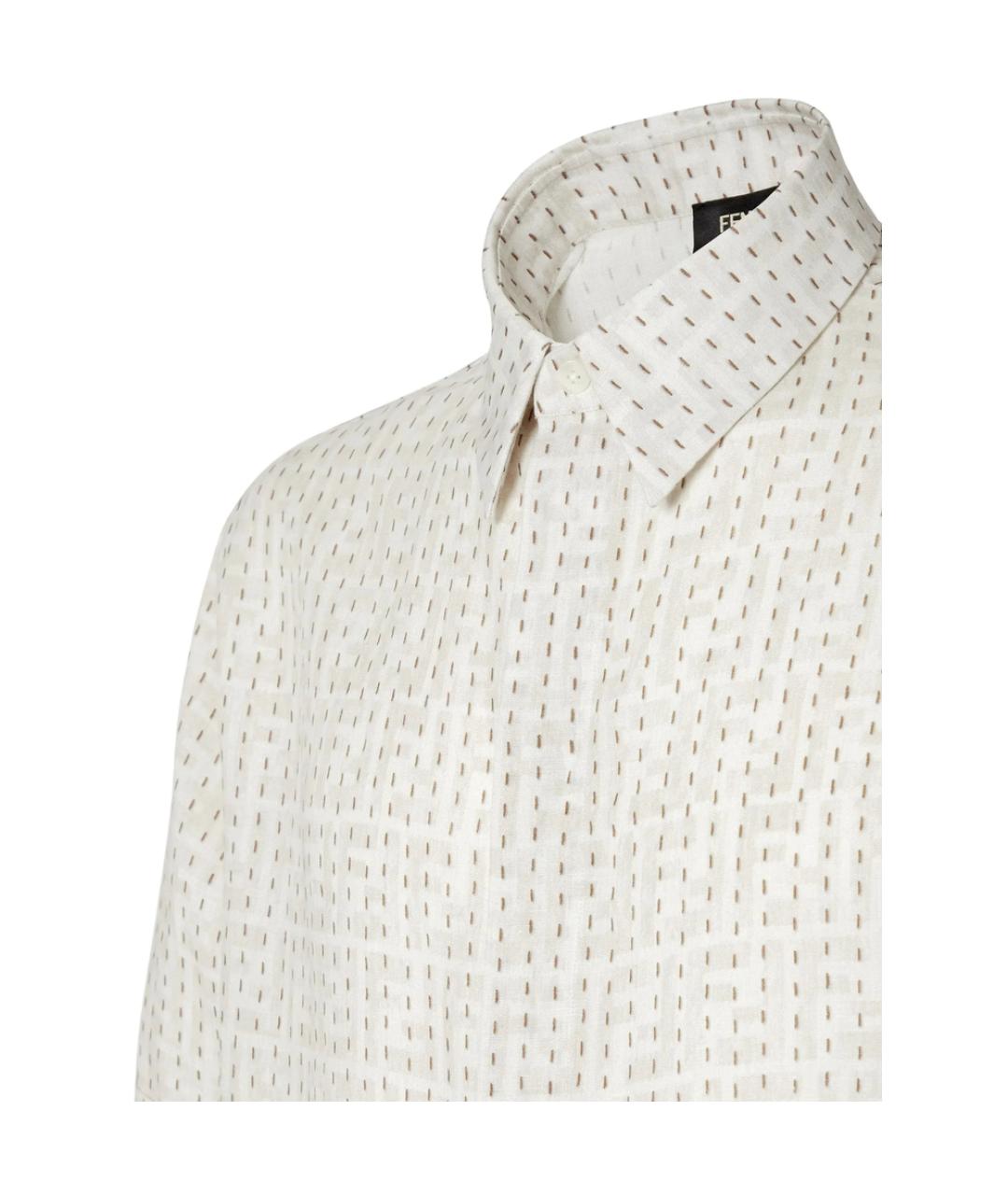FENDI Белая льняная классическая рубашка, фото 3
