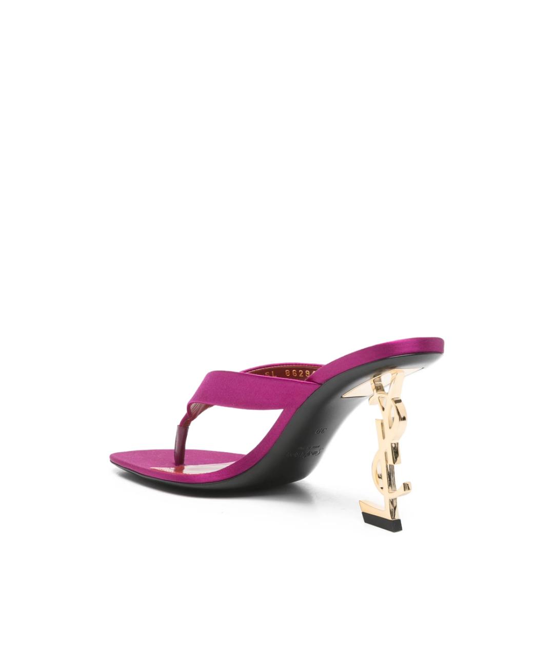 SAINT LAURENT Розовые текстильные мюли, фото 3