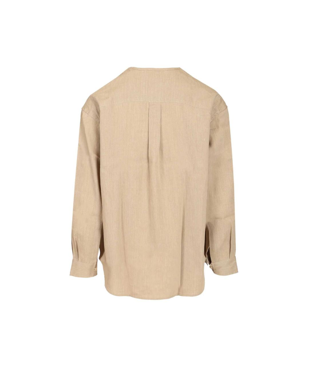 JACQUEMUS Бежевая льняная кэжуал рубашка, фото 3