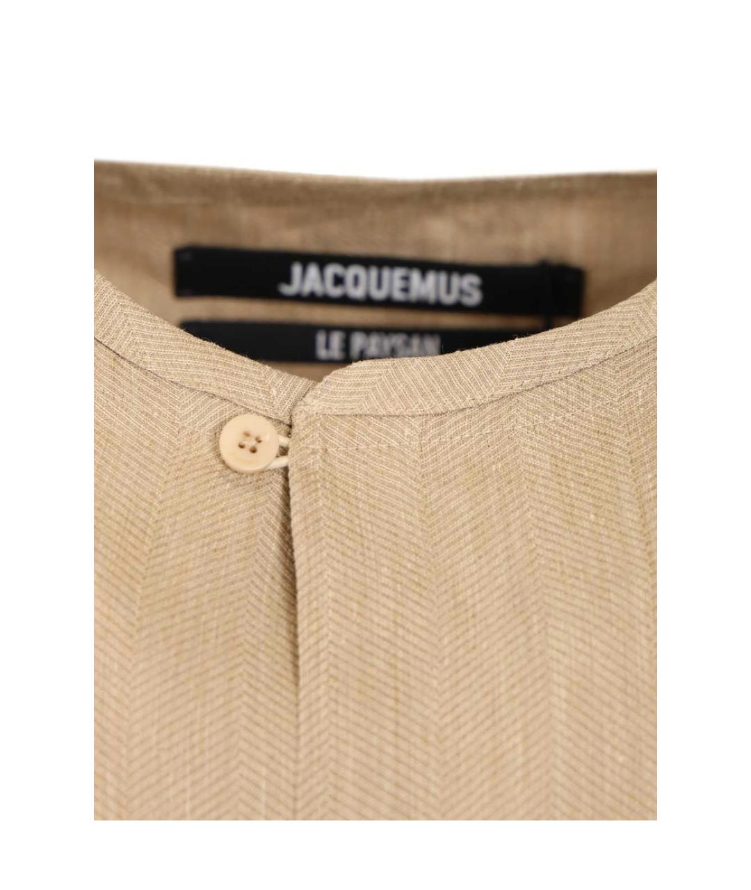 JACQUEMUS Бежевая льняная кэжуал рубашка, фото 4