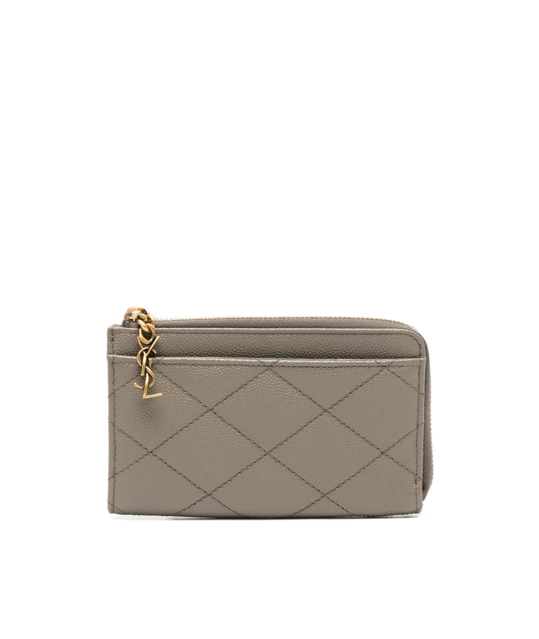 SAINT LAURENT Серый кожаный кошелек, фото 1