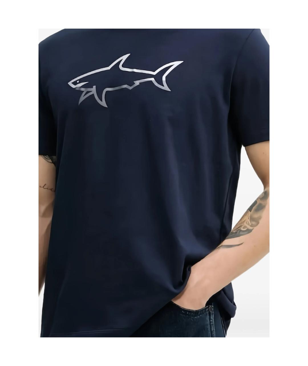 PAUL & SHARK Синяя хлопковая футболка, фото 2
