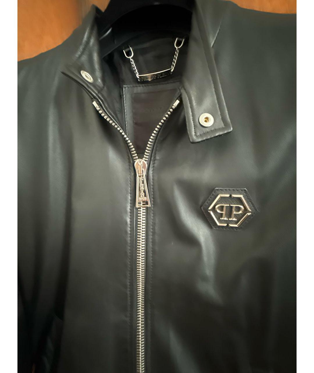 PHILIPP PLEIN Черная кожаная куртка, фото 4