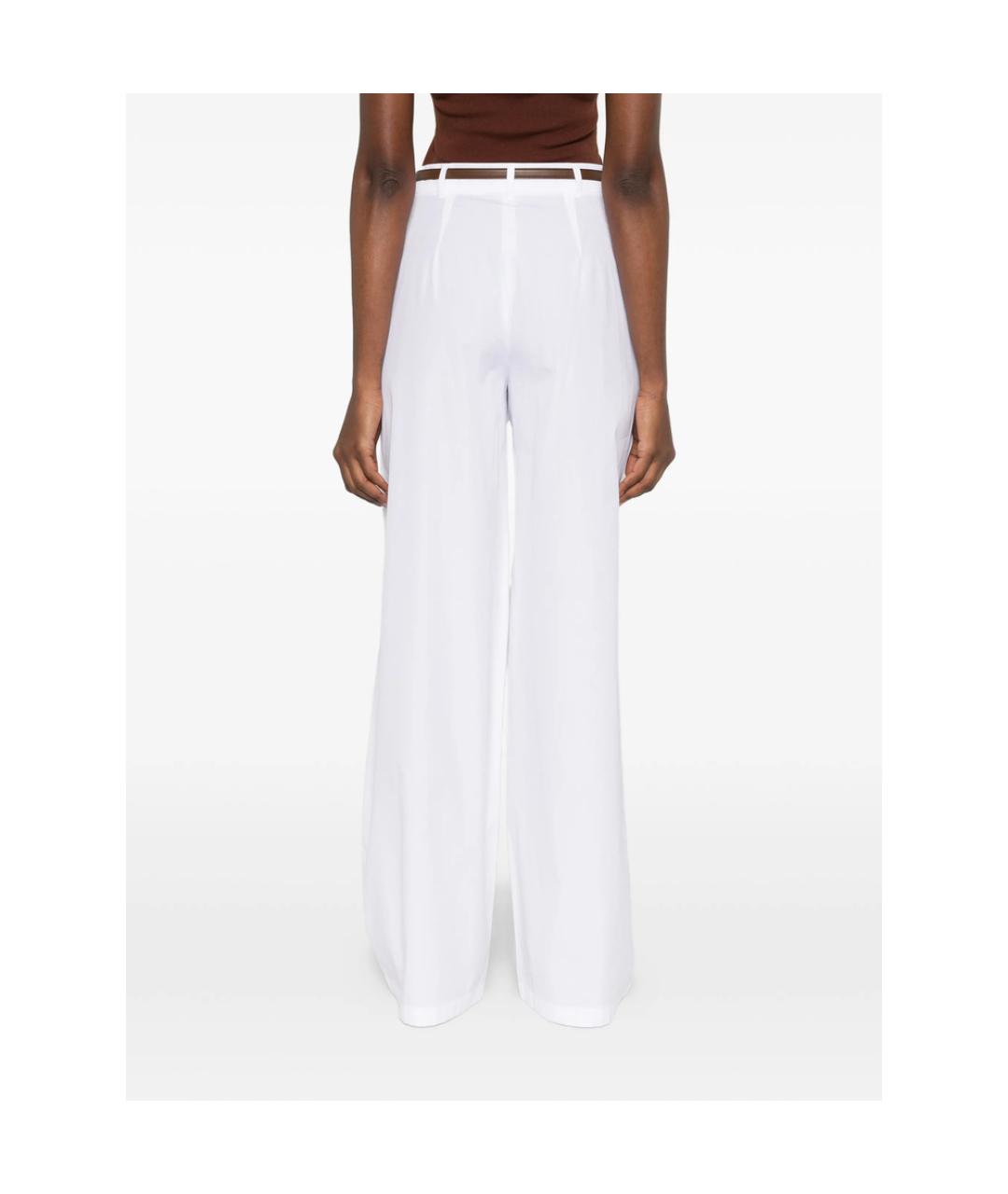 MAX MARA STUDIO Белые хлопковые прямые брюки, фото 2