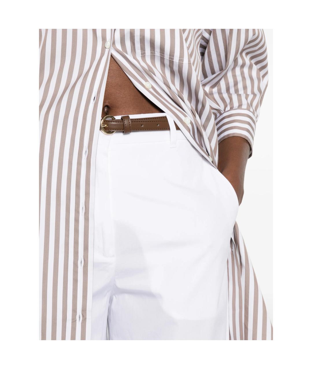 MAX MARA STUDIO Белые хлопковые прямые брюки, фото 3