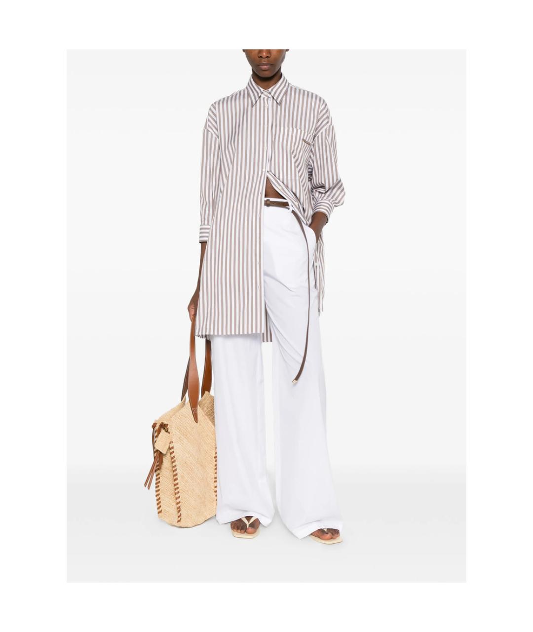 MAX MARA STUDIO Белые хлопковые прямые брюки, фото 4