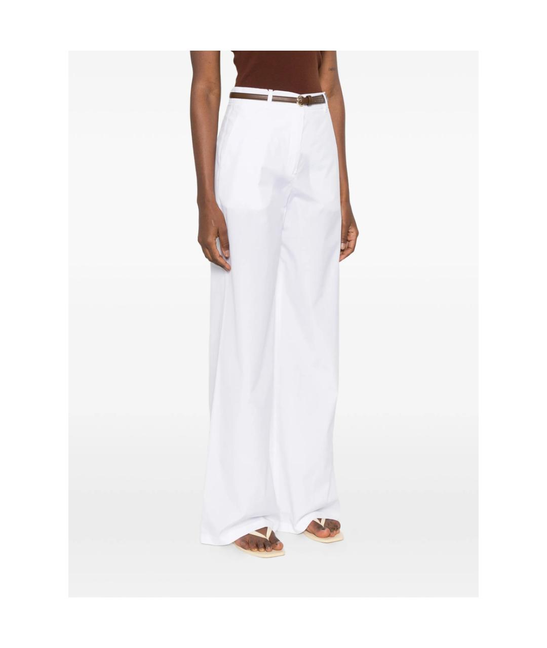 MAX MARA STUDIO Белые хлопковые прямые брюки, фото 5