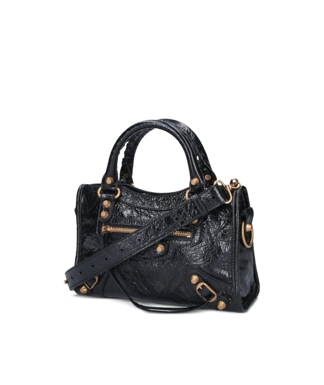 BALENCIAGA Черная кожаная сумка тоут, фото 3