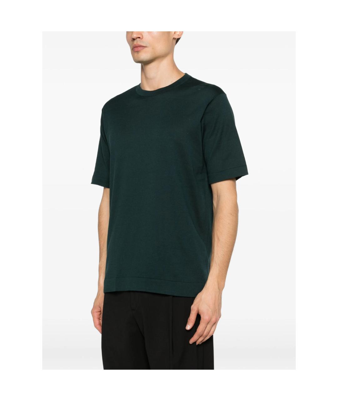 JOHN SMEDLEY Зеленая хлопковая футболка, фото 3