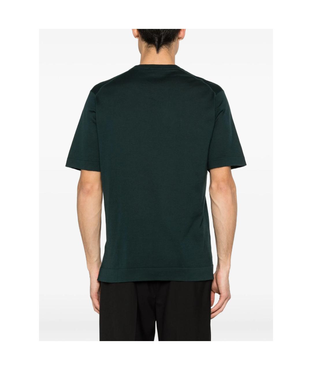 JOHN SMEDLEY Зеленая хлопковая футболка, фото 4