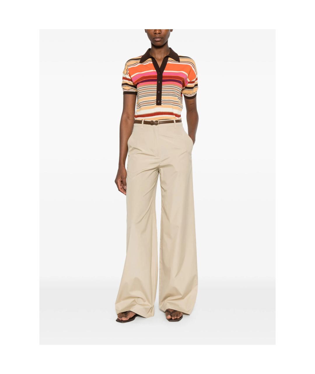 MAX MARA STUDIO Бежевые хлопковые брюки широкие, фото 5