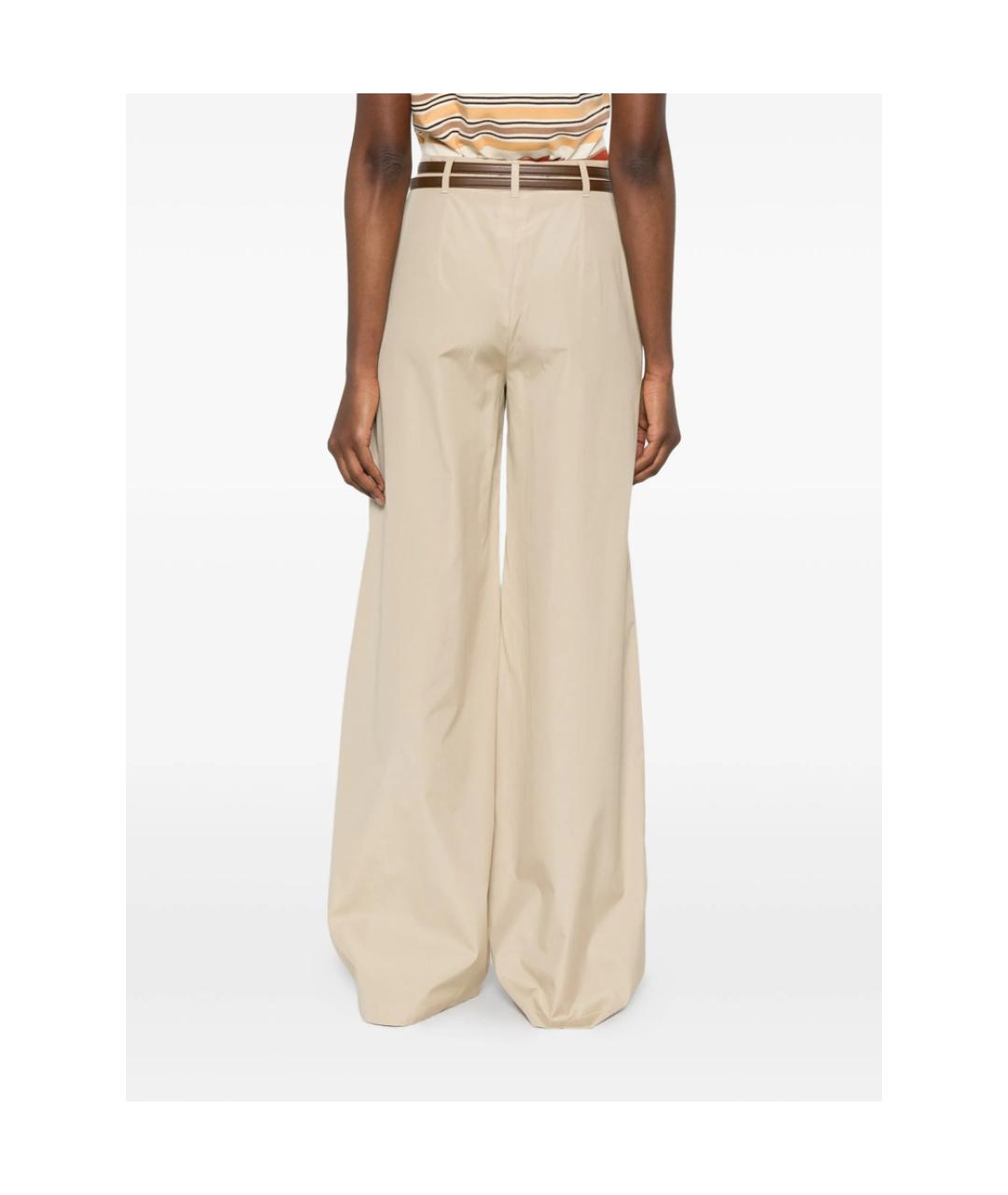 MAX MARA STUDIO Бежевые хлопковые брюки широкие, фото 3