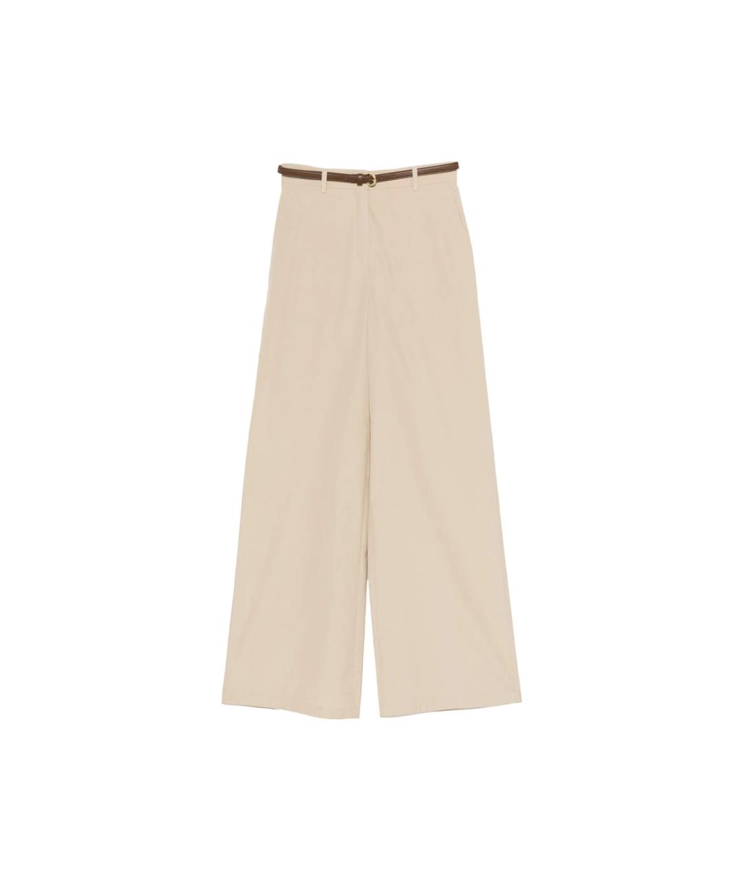 MAX MARA STUDIO Бежевые хлопковые брюки широкие, фото 1