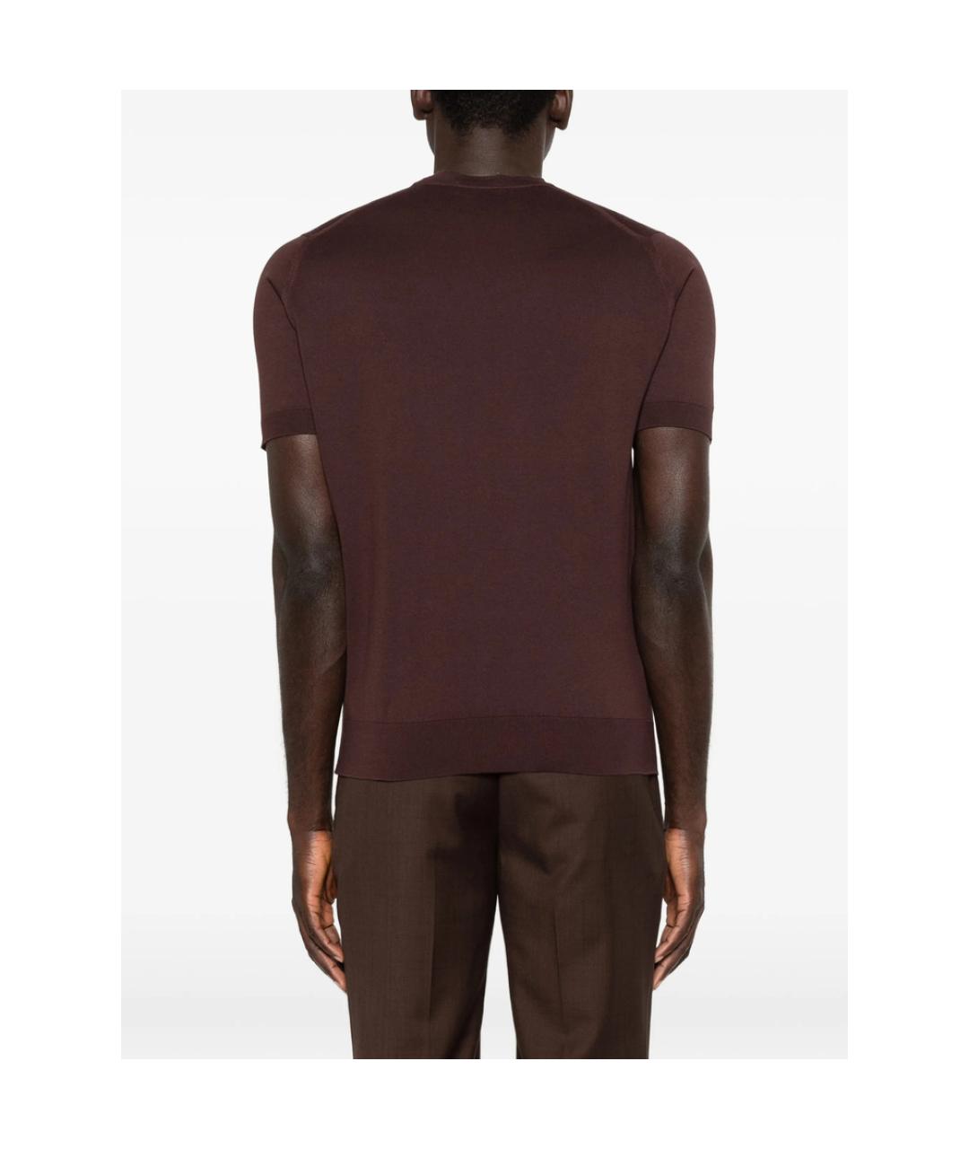 JOHN SMEDLEY Коричневая хлопковая футболка, фото 2