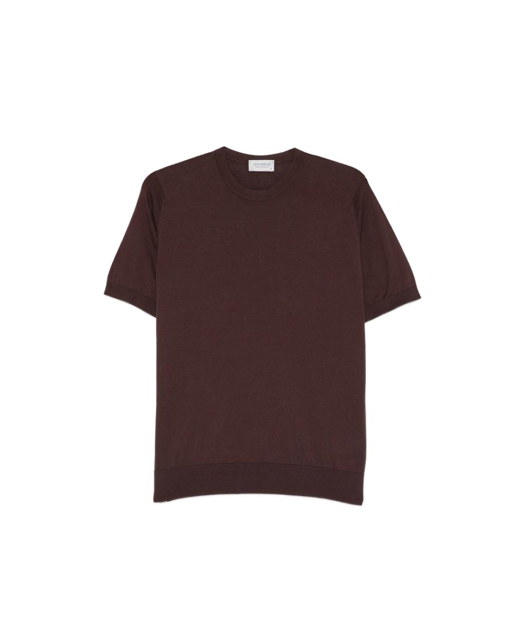 JOHN SMEDLEY Коричневая хлопковая футболка, фото 1