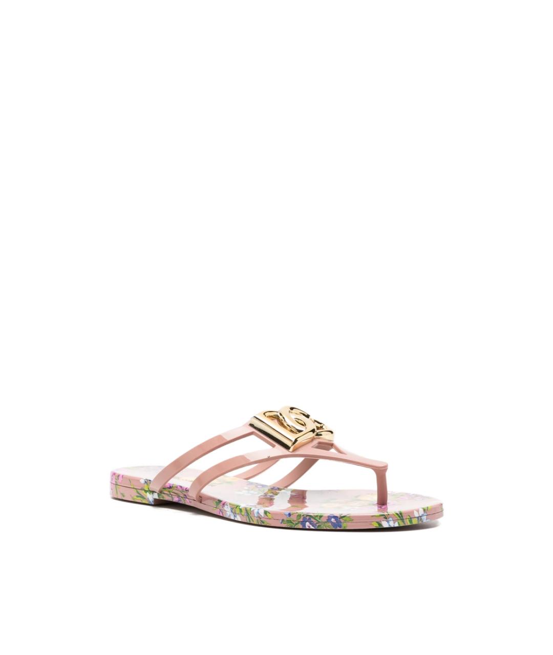 DOLCE&GABBANA Розовые резиновые шлепанцы, фото 3