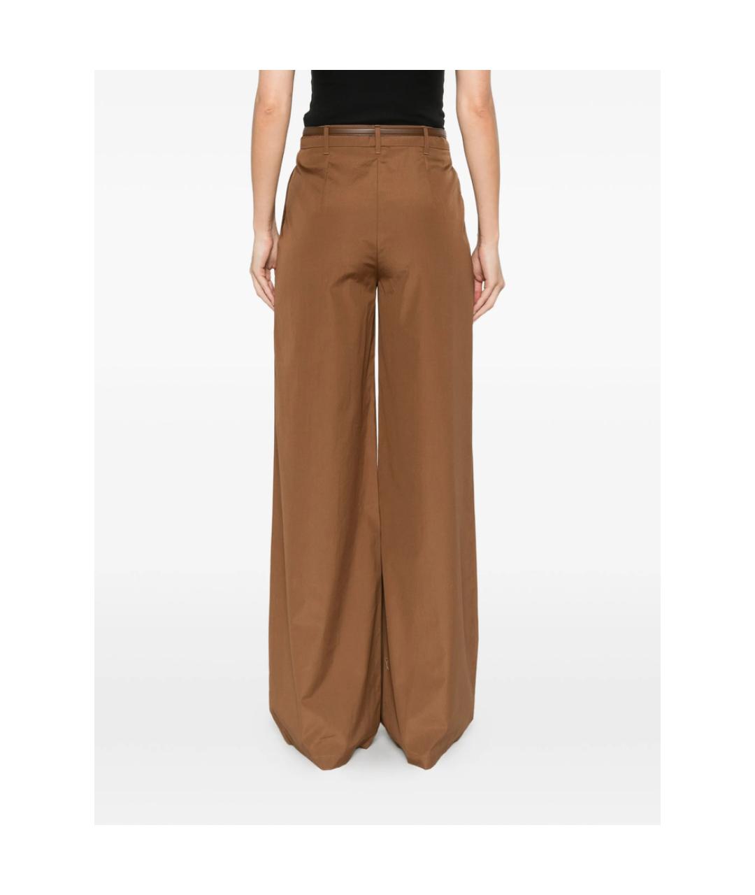 MAX MARA STUDIO Коричневые хлопковые прямые брюки, фото 4