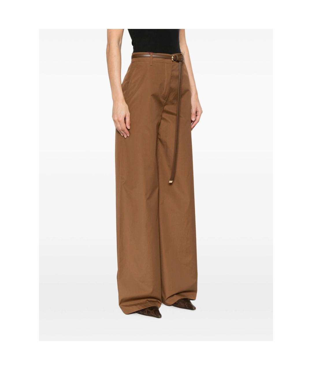 MAX MARA STUDIO Коричневые хлопковые прямые брюки, фото 5