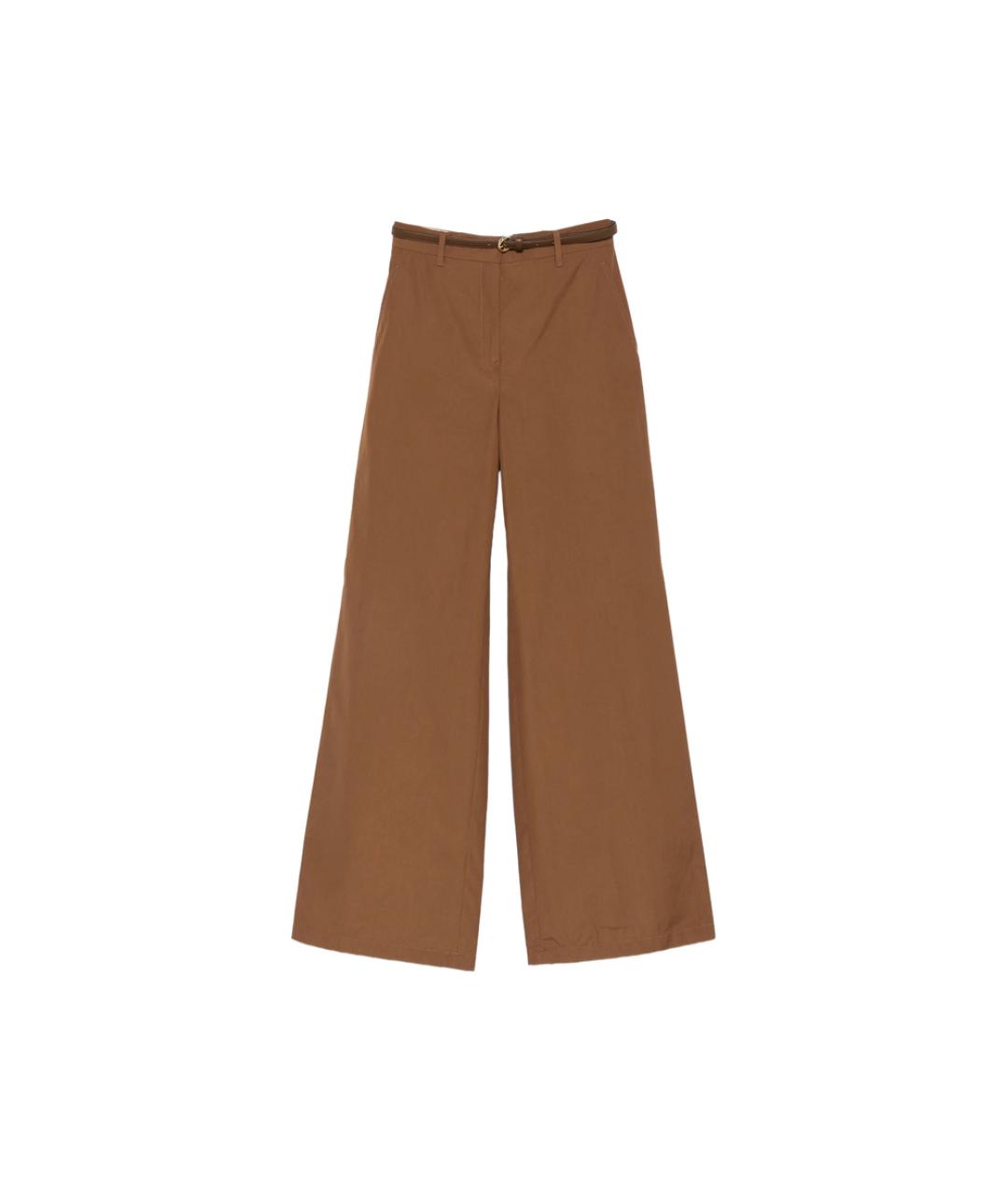 MAX MARA STUDIO Коричневые хлопковые прямые брюки, фото 1