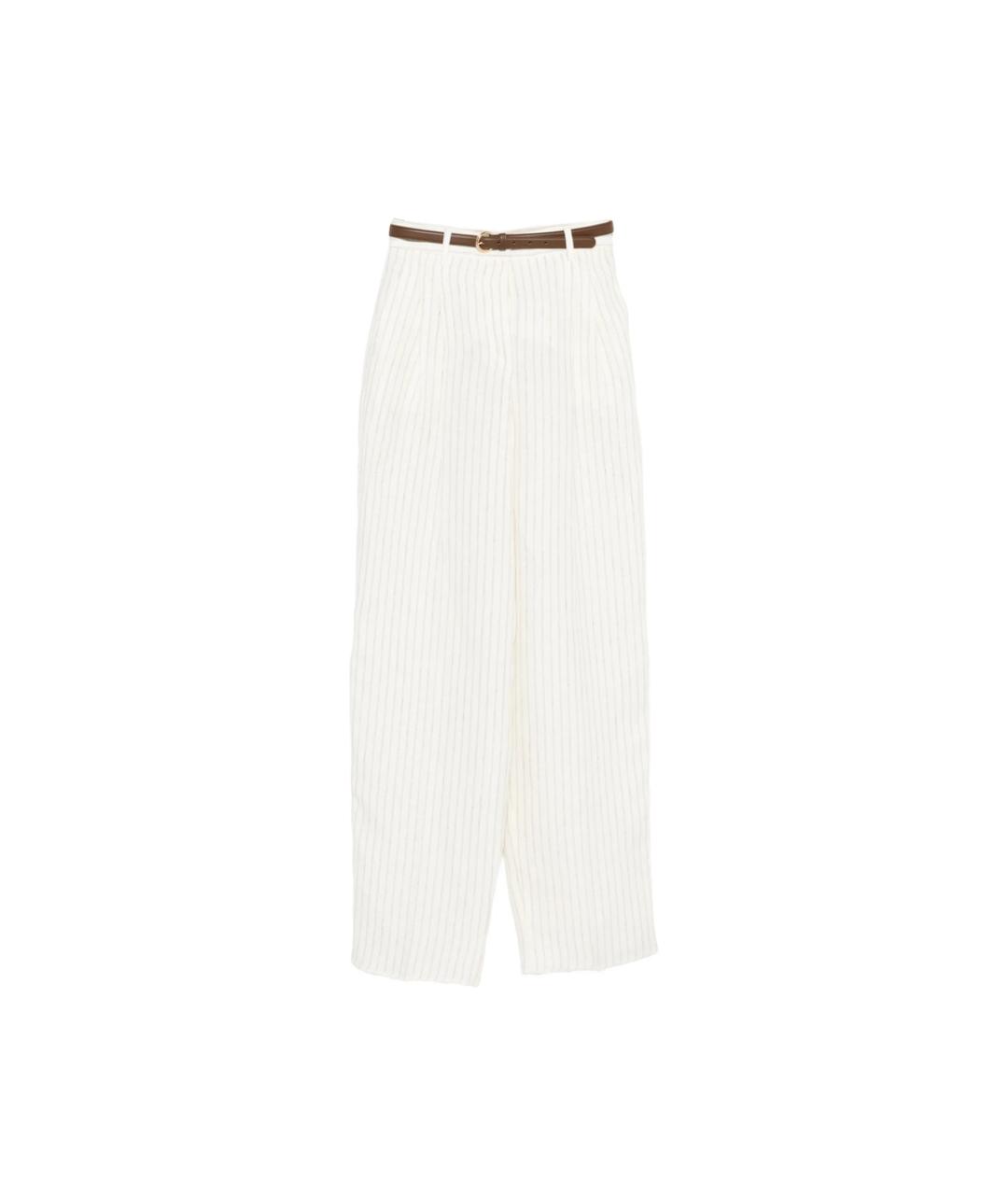 MAX MARA STUDIO Белые льняные прямые брюки, фото 1