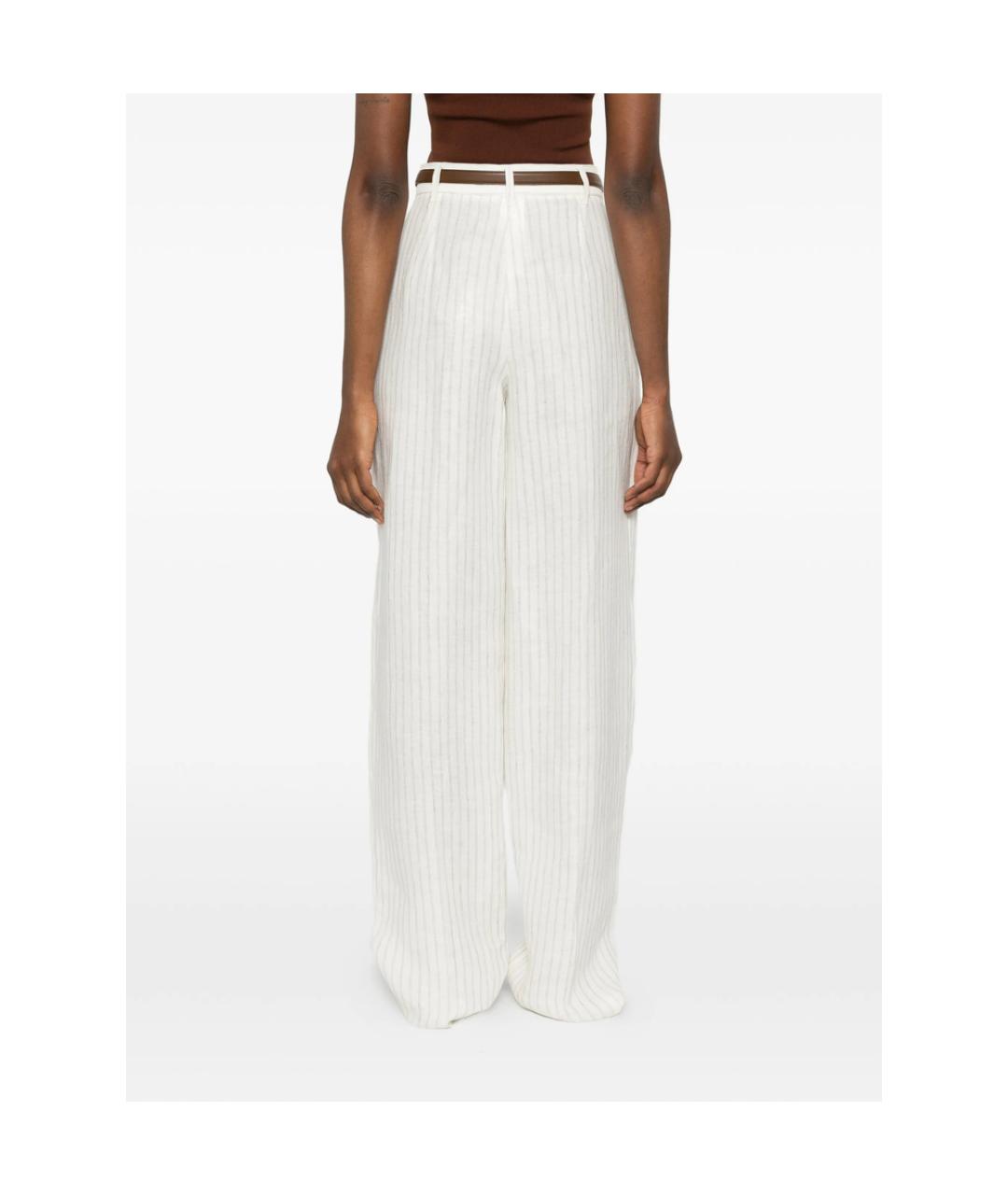 MAX MARA STUDIO Белые льняные прямые брюки, фото 5