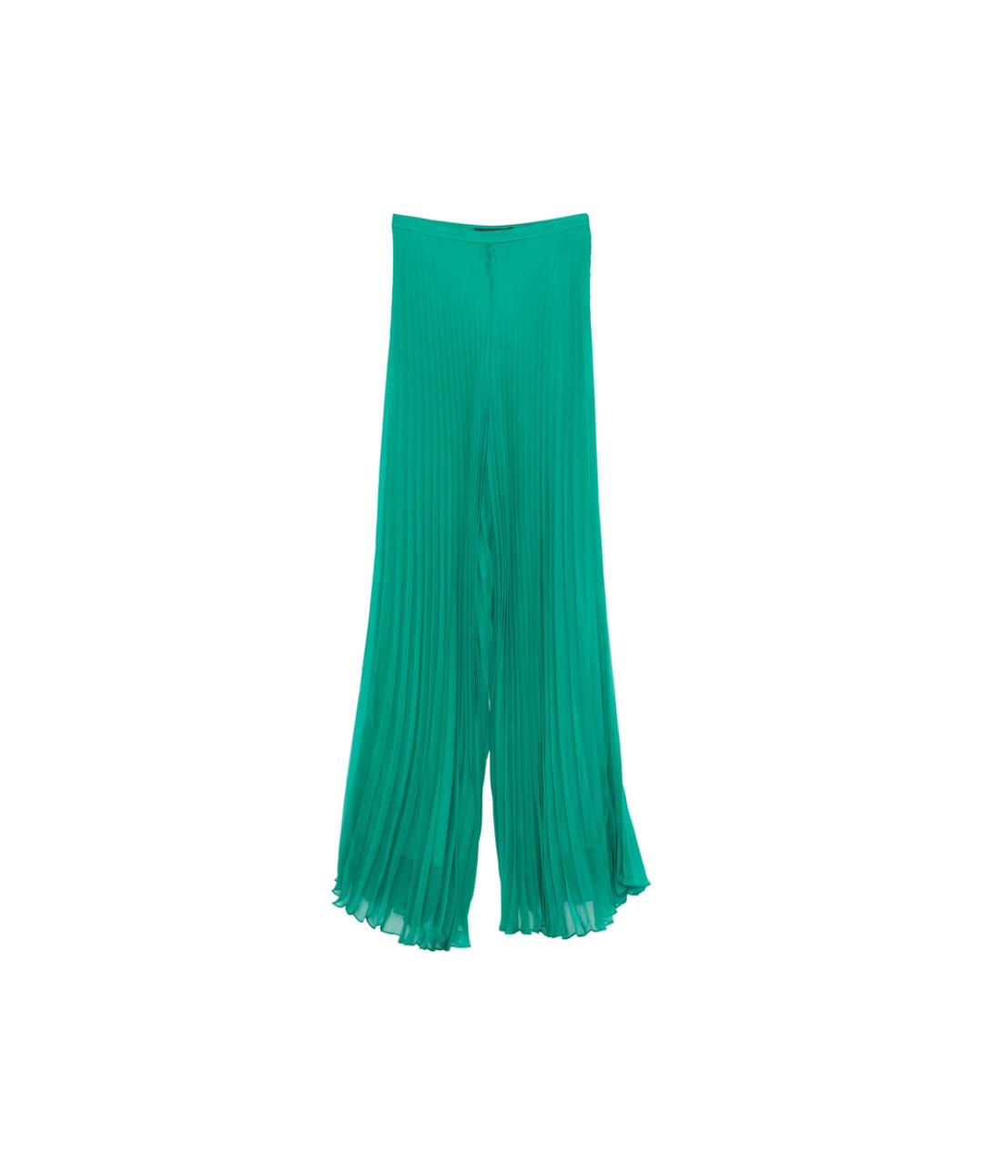 MAX MARA Зеленые полиэстеровые прямые брюки, фото 1