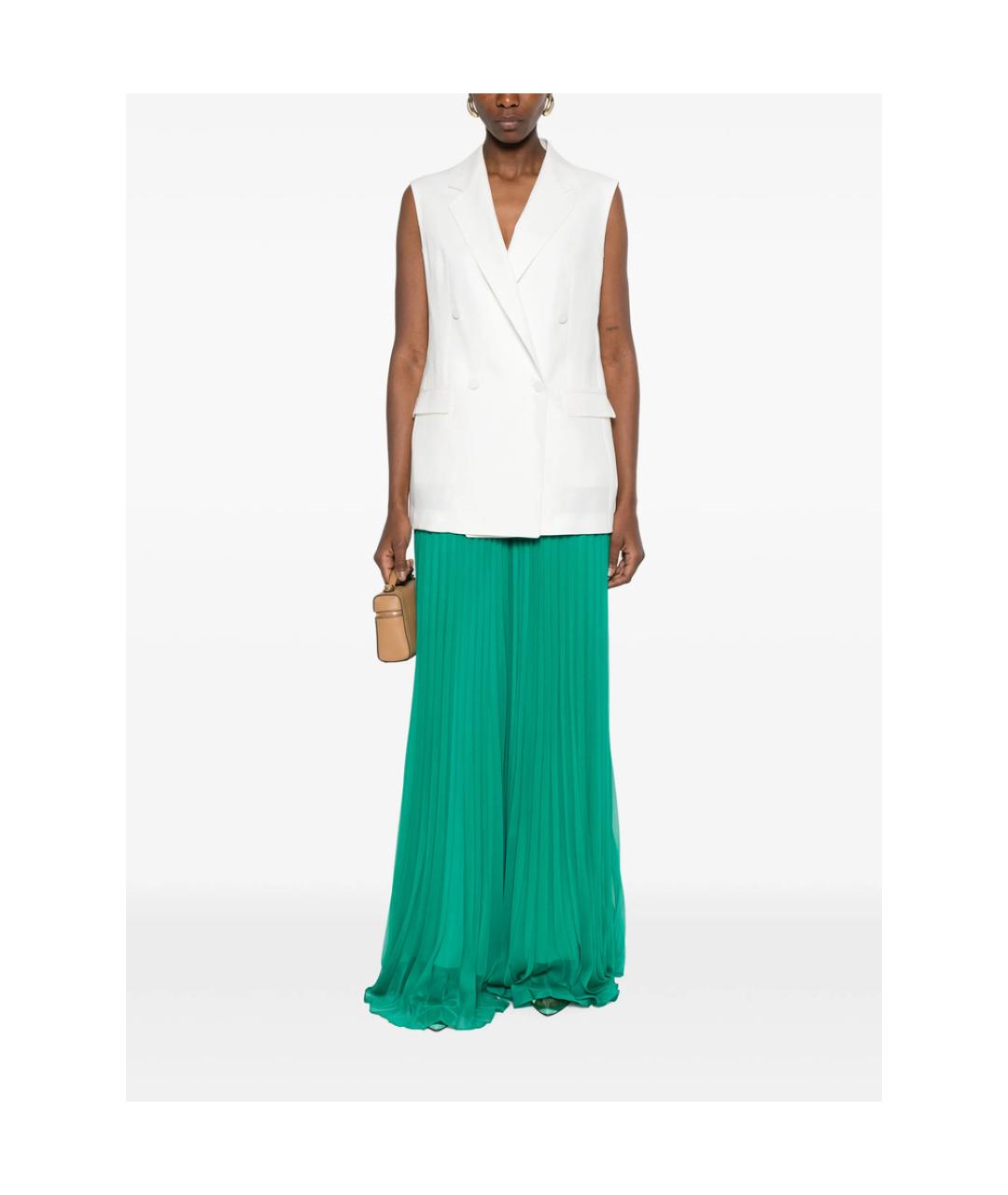 MAX MARA Зеленые полиэстеровые прямые брюки, фото 4