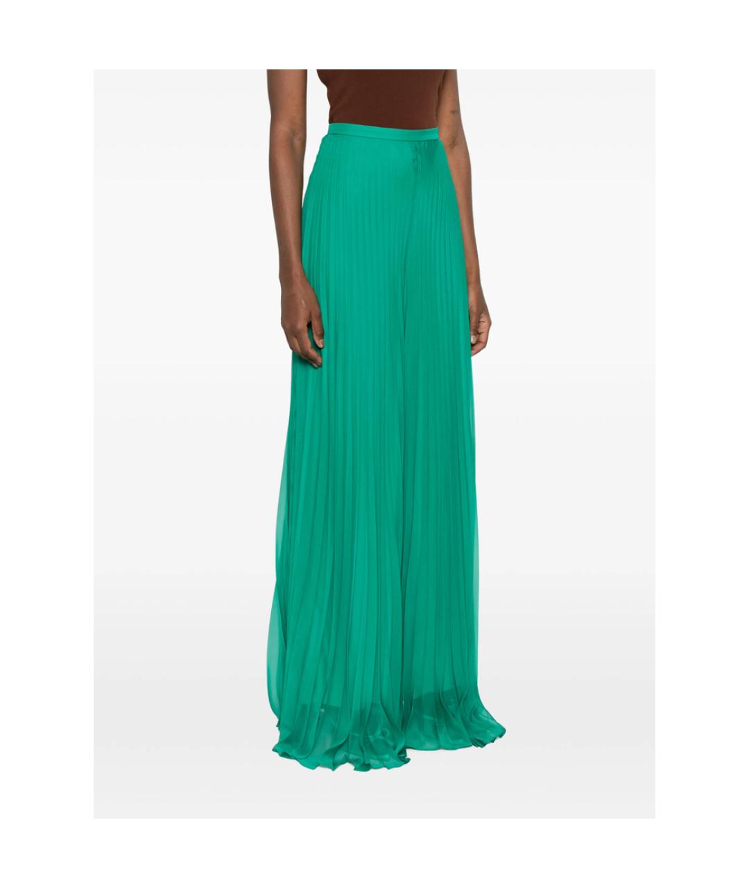 MAX MARA Зеленые полиэстеровые прямые брюки, фото 3